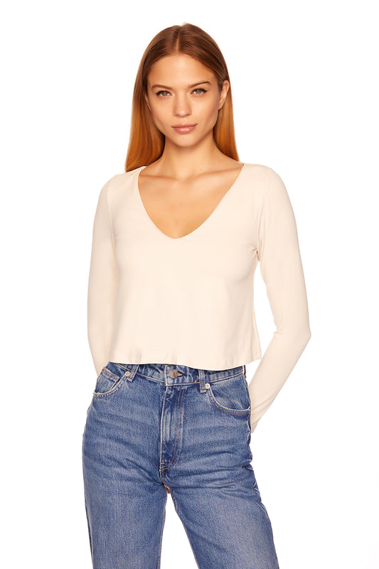 v-neck flare long sleeve top